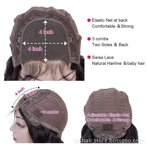 Loose Deep Wave Lace Front Wig Real Human Hair Brazil 4x4 Lace Hair Wig 150% Dense Holiday Hair Suitable for Women Natural Black
